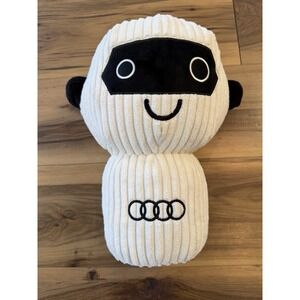 Audi Plush Mascot Doll White Black Corduroy Toy Promo Stuffed 15" Logo Rare